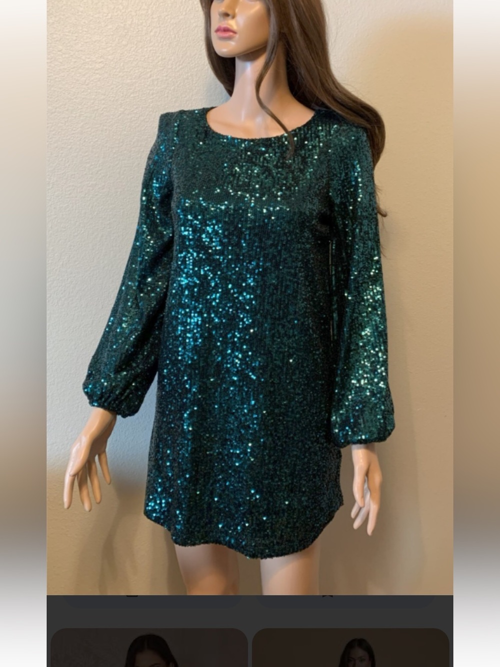 Steve Madden Emerald Green Sequin Mini Dress